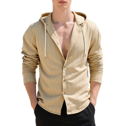 Slim-fit Hood Cardigan Casual Shirt Men