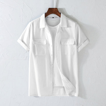 Retro Lapels Workwear Breathable Men's Shirt