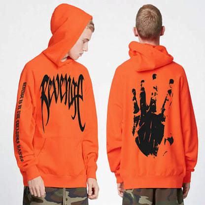 REVENge Letter Printed Men's Hoodie with Palm Print