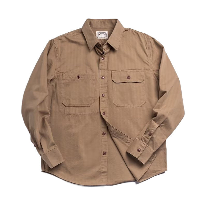 Workwear Shirt Men's Amekaji Lapel Long-sleeved Shirt