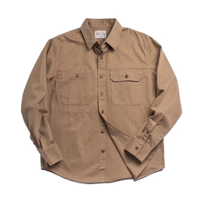 Workwear Shirt Men's Amekaji Lapel Long-sleeved Shirt
