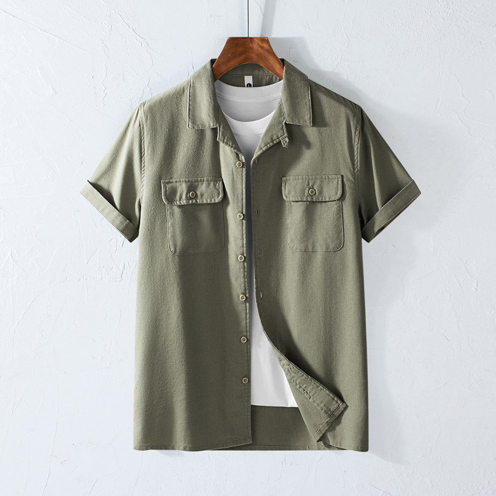 Retro Lapels Workwear Breathable Men's Shirt