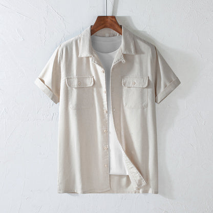 Retro Lapels Workwear Breathable Men's Shirt