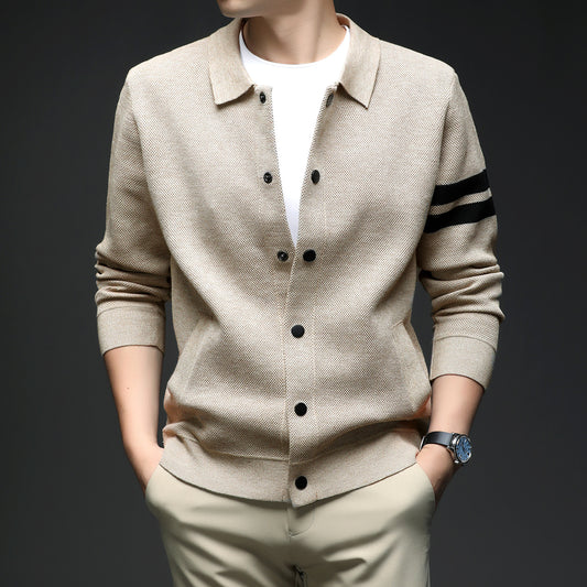 Knitted Cardigan Lapel Korean Slim Men's Jacket