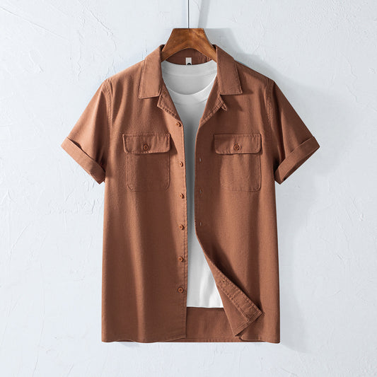 Retro Lapels Workwear Breathable Men's Shirt