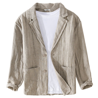 Men's Long Sleeve Linen Loose And Simple Shirt Coat