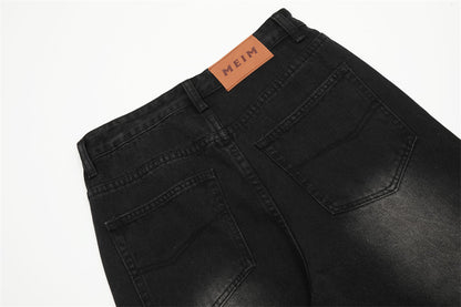Fashion Denim Ripped Straight Pants Men